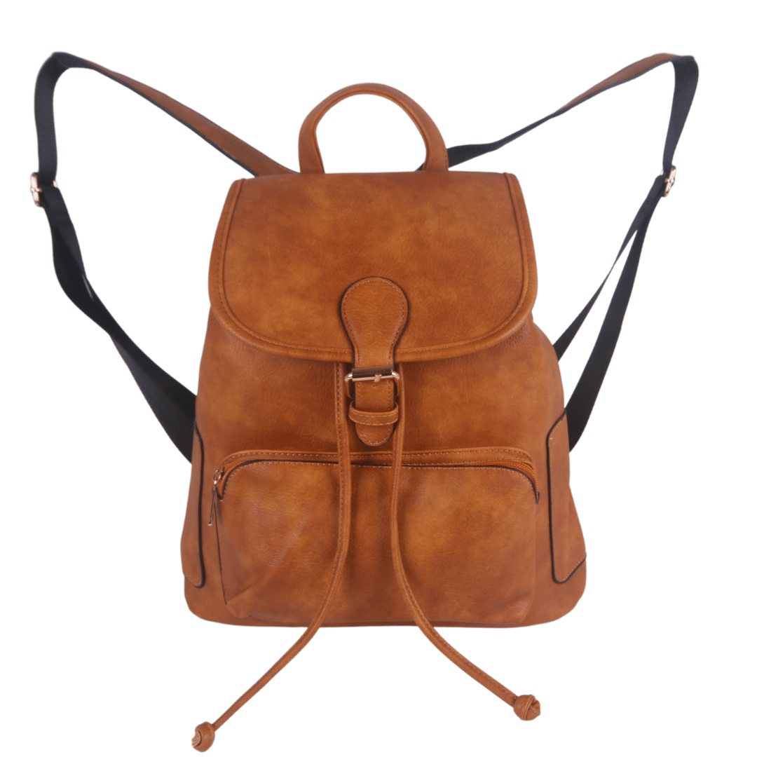 Striped Pull String Faux Backpack